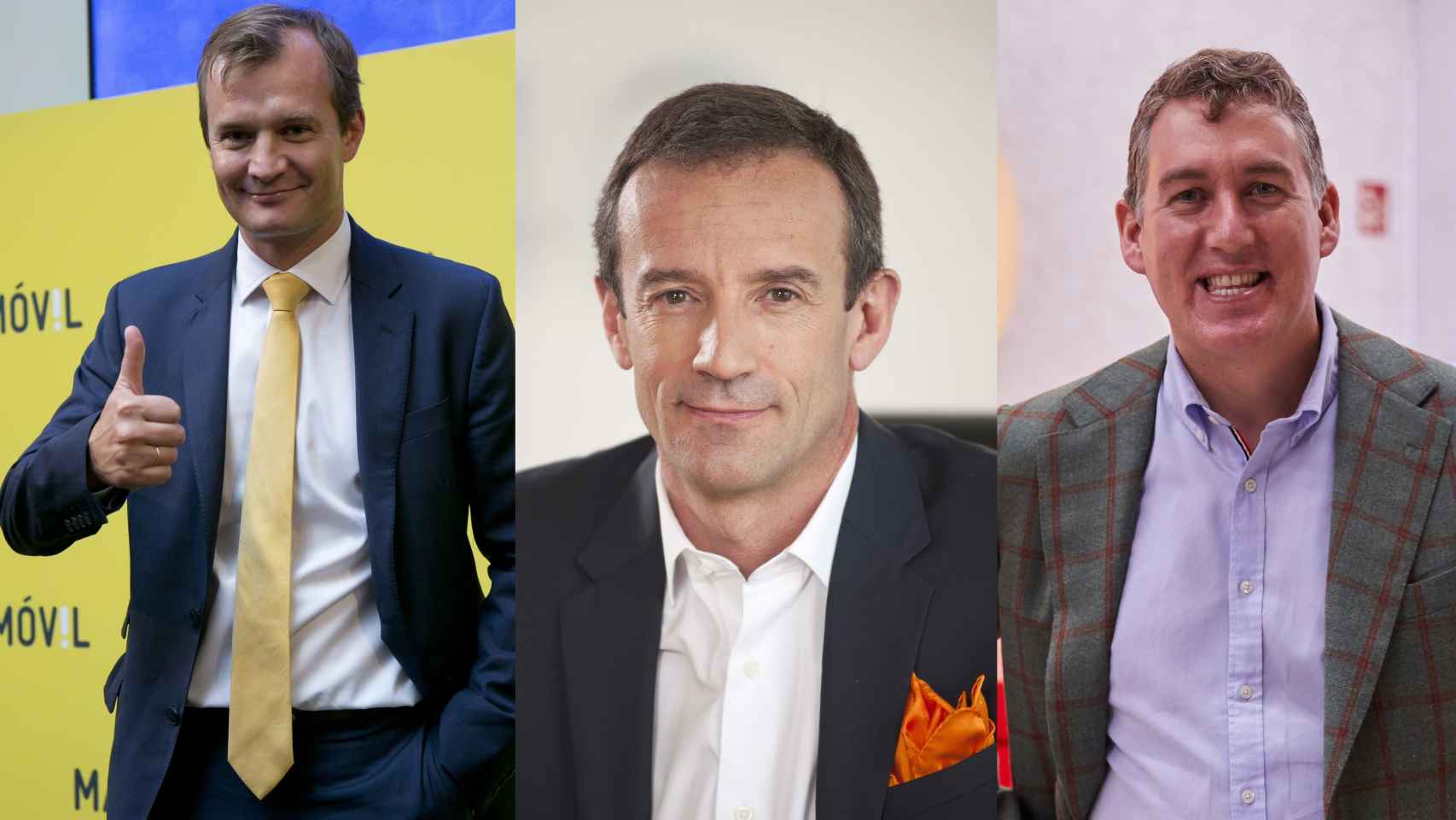 Meinrad Spenger (MásMóvil), Jean-François Fallacher (Orange) y Colman Deegan (Vodafone).