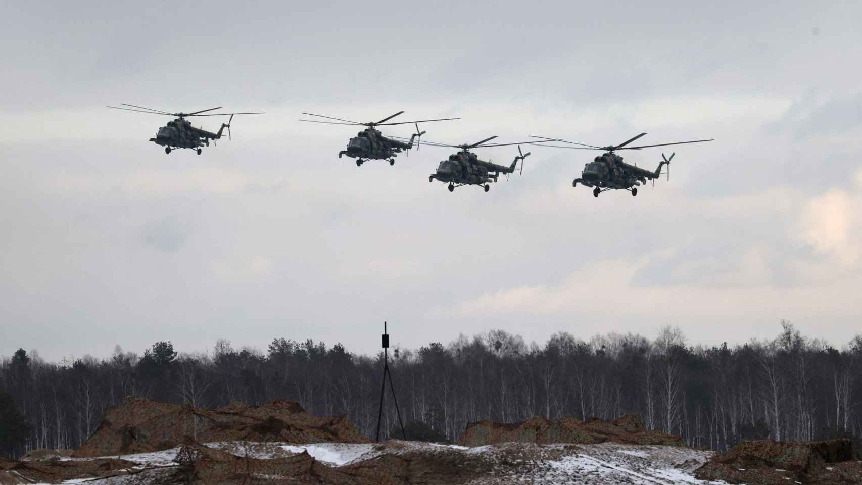 Helicópteros rusos en Bielorrusia.
