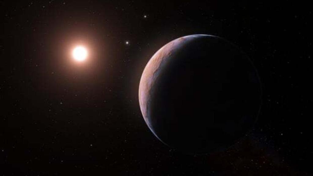 Próxima d orbitando alrededor de Proxima Centauri.