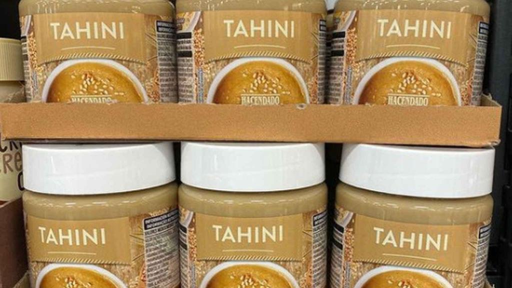 Botes de tahini de 'Hacendado'.