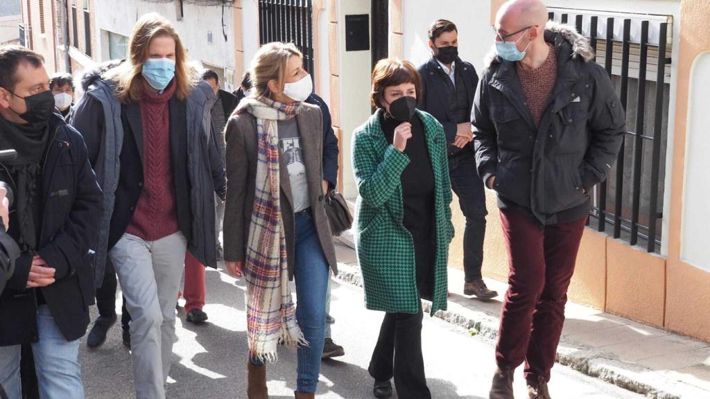 Yolanda Díaz, junto a Pablo Fernández, María Sánchez y Enrique Seoane