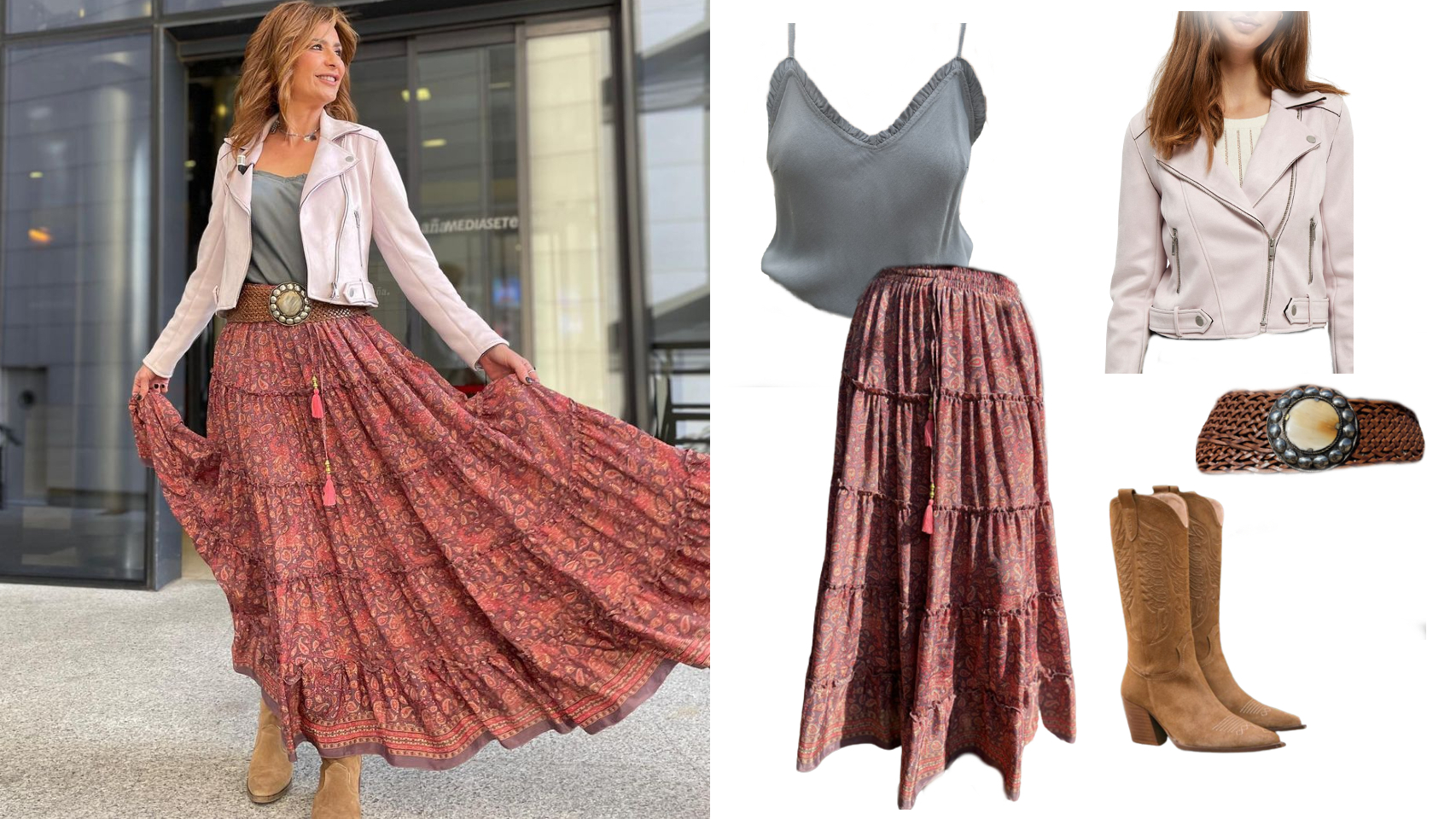 Gema López vestida con prendas y complementos de su tienda, Ne&Nu.