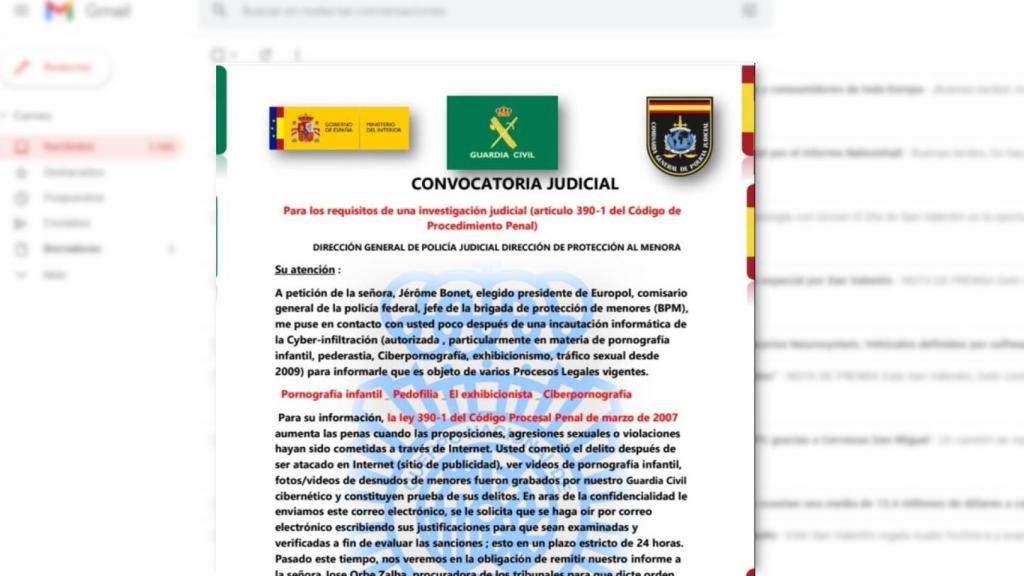 Falso mail de extorsión