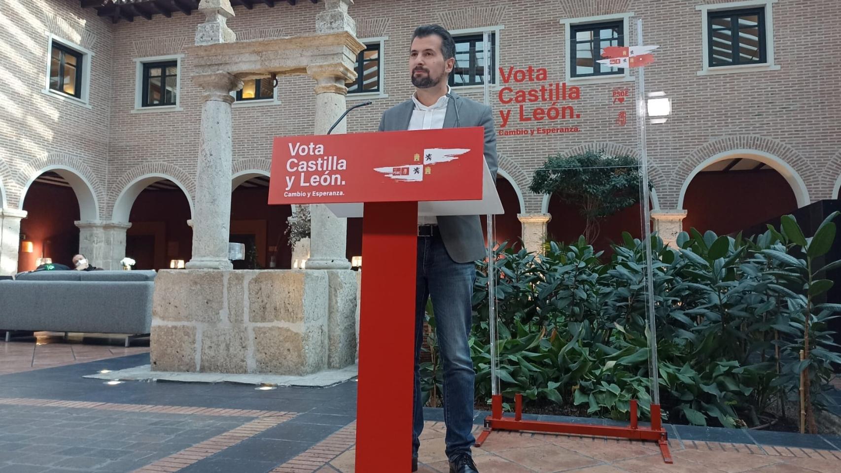 Luis Tudanca durante su comparecencia para valorar la campaña electoral