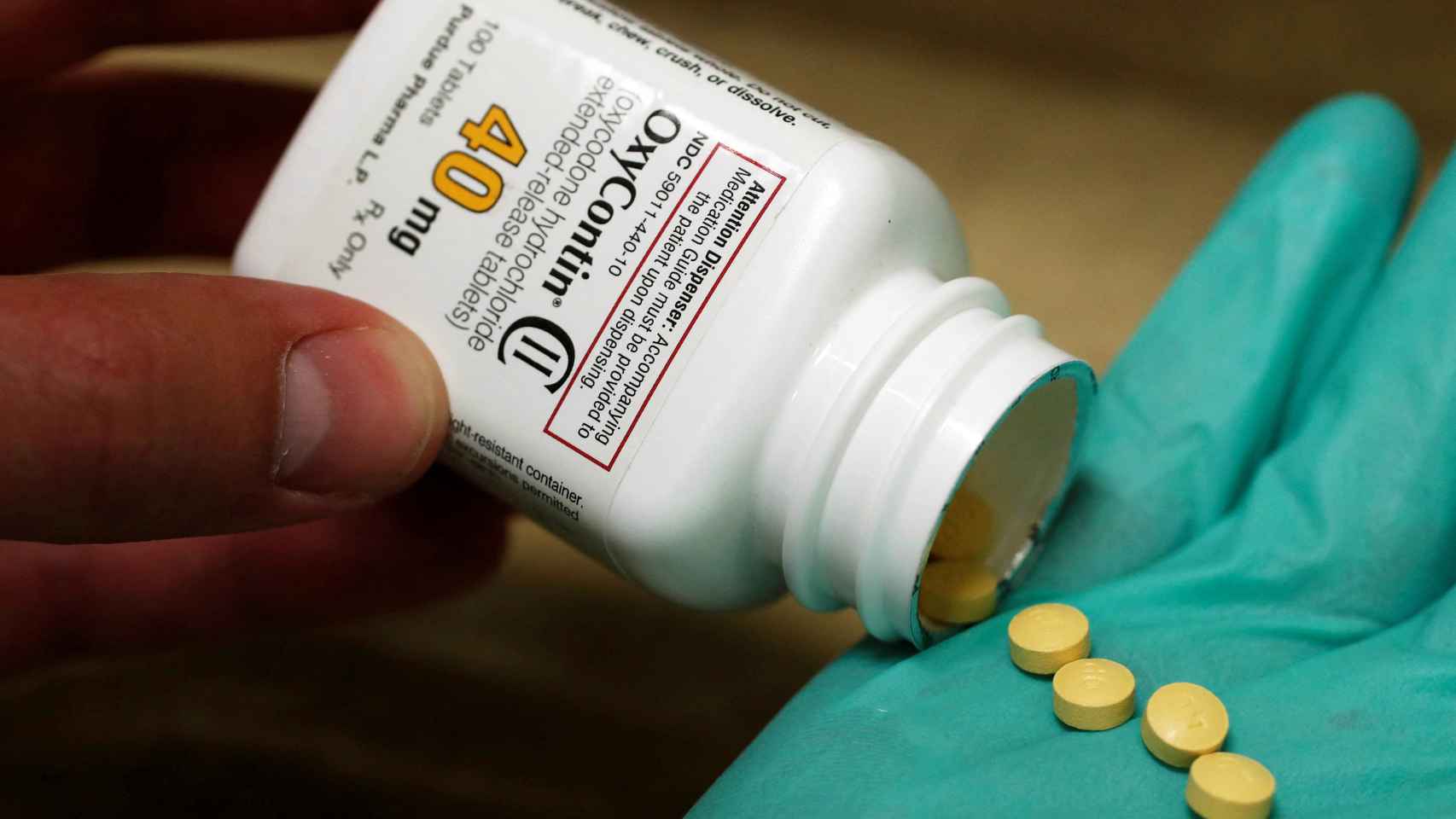 Envase de OxyContin, el opioide de Purdue Pharma.
