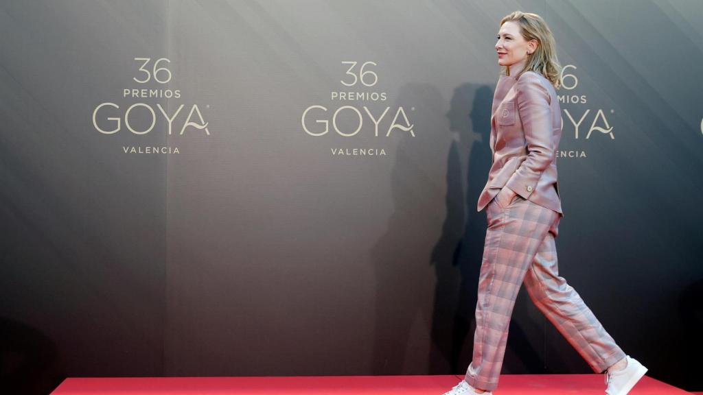 Cate Blanchett antes de atender a la prensa.