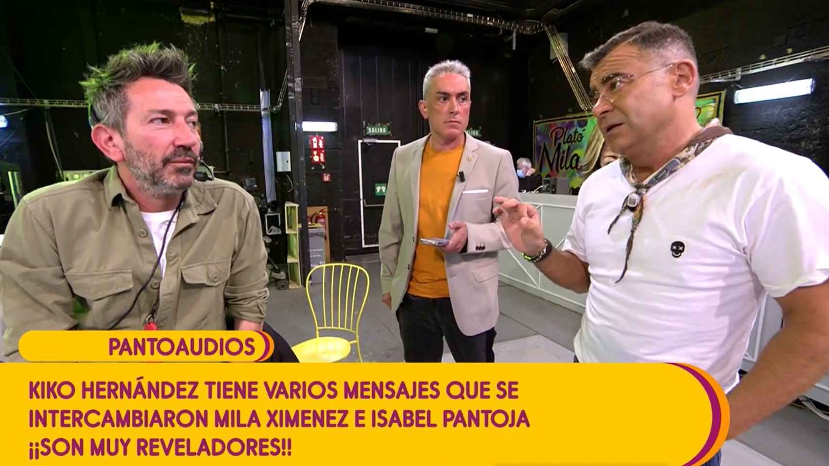 David Valdeperas, Kiko Hernández y Jorge Javier Vázquez debatiendo sobre emitir, o no, los audios de Isabel Pantoja.