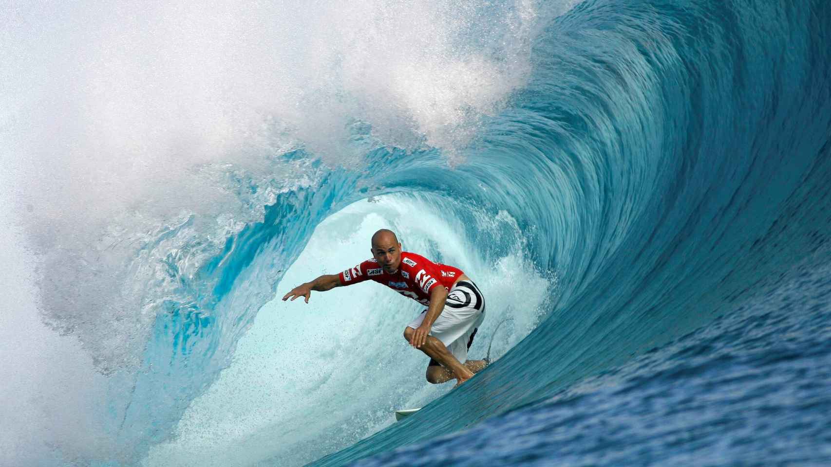 Kelly Slater, durante el torneo de surf Billabong Pro en Teahupoo (Tahití)