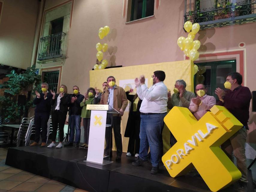 Pedro Pascual, líder de Por Ávila, durante la noche electoral.