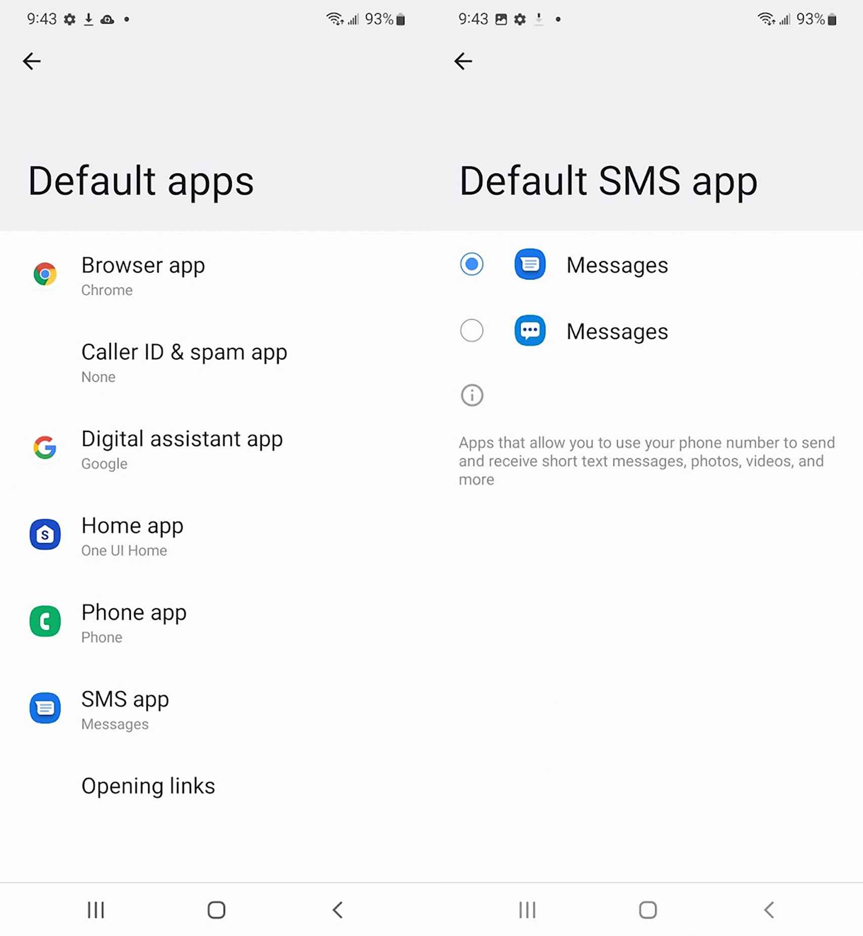 Google Mensajes en un Samsung Galaxy S22