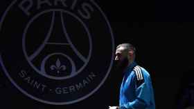 Karim Benzema, en rueda de prensa de la Champions League