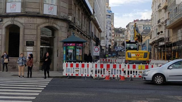 Las obras en la calle Compostela de A Coruña, en una imgen de archivo.