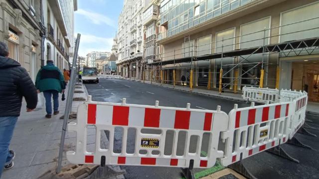 Las obras en la calle Compostela de A Coruña.