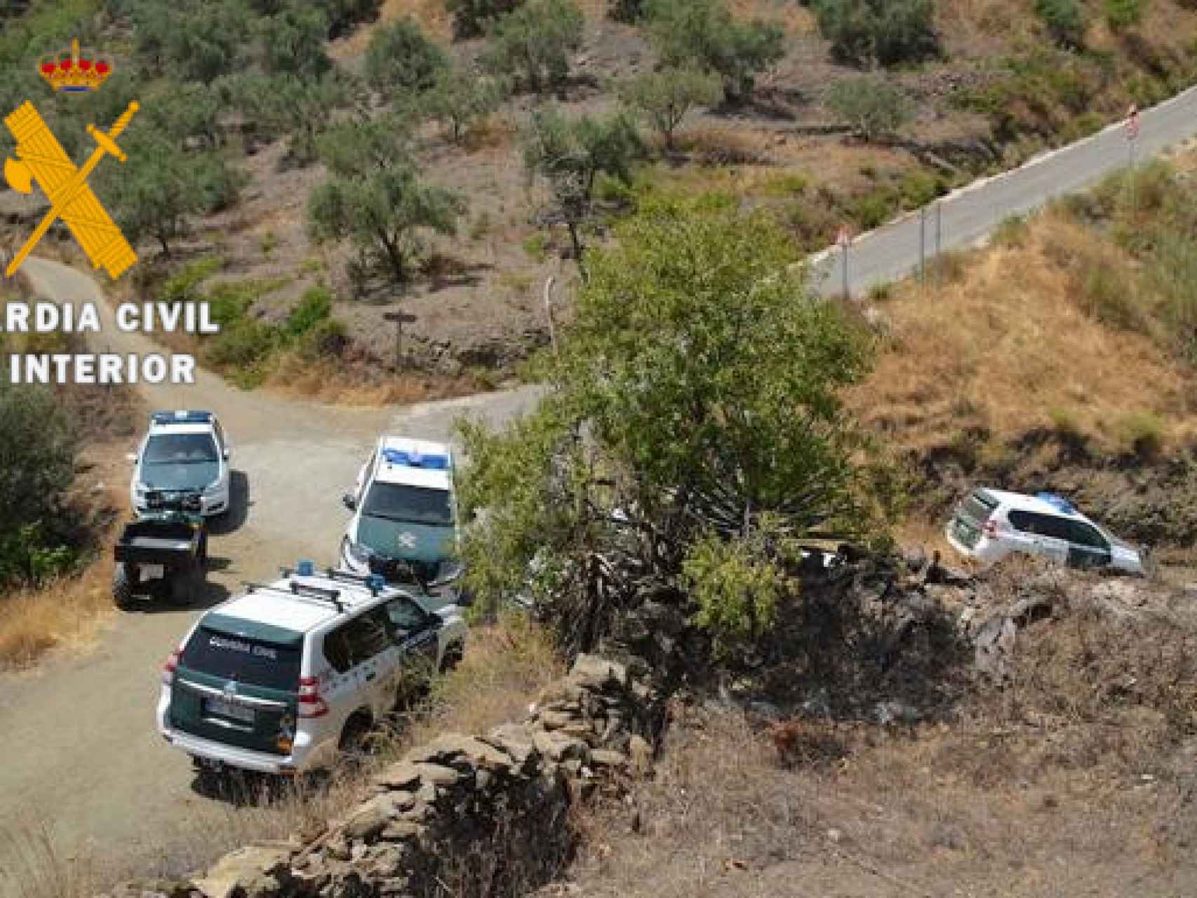 Imagen de la Guardia Civil del dispositivo de búsqueda en Villasrubias