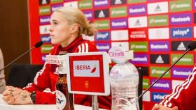 Mapi León, en rueda de prensa con la selección española de fútbol femenino