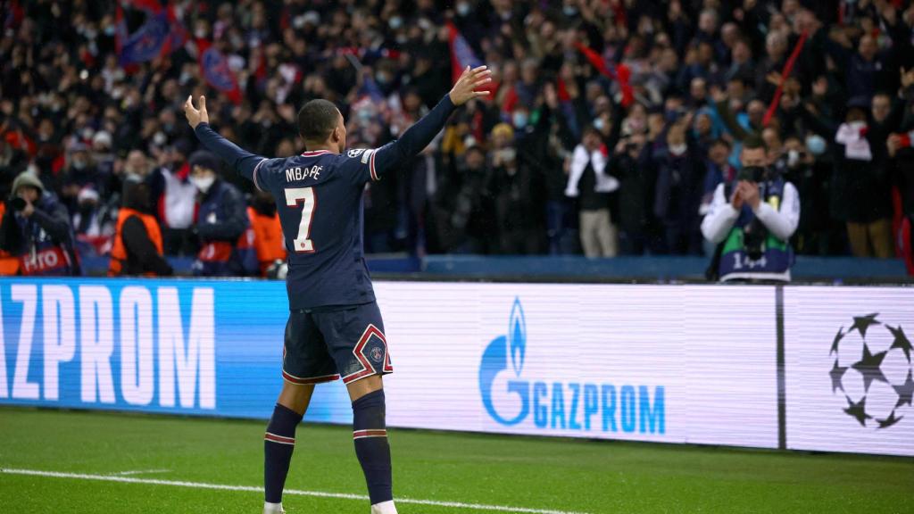 Kylian Mbappé celebra su gol al Real Madrid