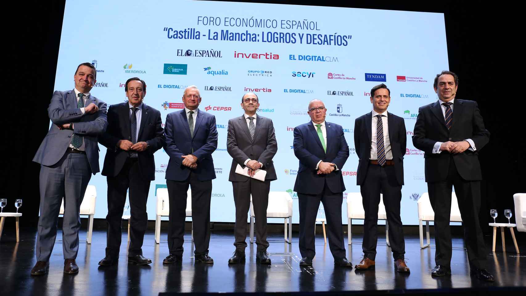 Francisco Martínez Arroyo, Pedro Barato, Ángel Villafranca, Eusebio Cedena, Gregorio Gómez, José María Manzanilla y Víctor Yuste, de izquierda a derecha.