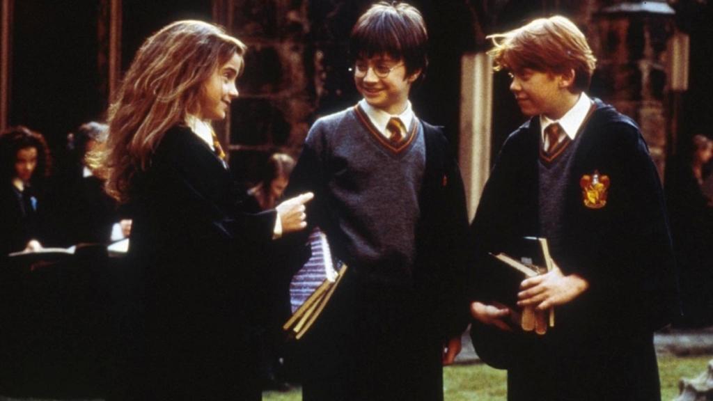 Hermione, Harry y Ron en 'Harry Potter y la piedra filosofal'.