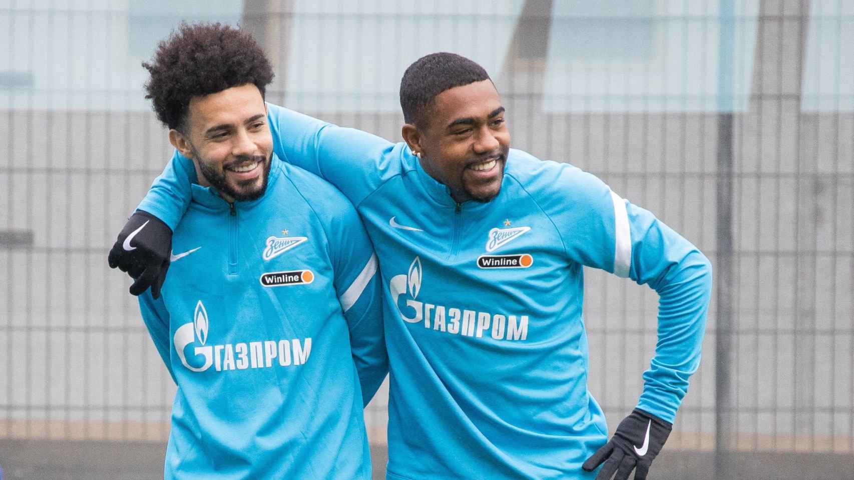 Claudinho y Malcom, durante un entrenamiento del Zenit