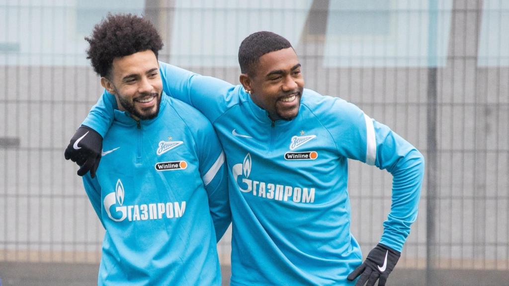 Claudinho y Malcom, durante un entrenamiento del Zenit.