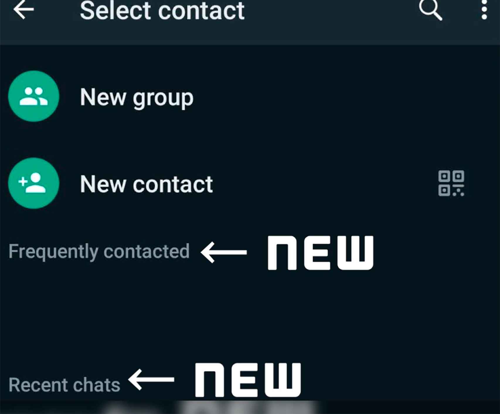 La lista de contactos nueva en WhatsApp
