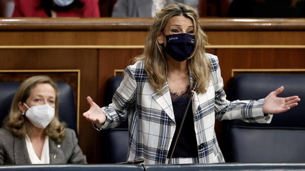 Yolanda Díaz, vicepresidenta segunda del Gobierno y ministra de Trabajo, en el Congreso de los Diputados.