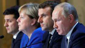 Zelenski, Merkel, Macron y Putin, tras una reunión en París en 2019.