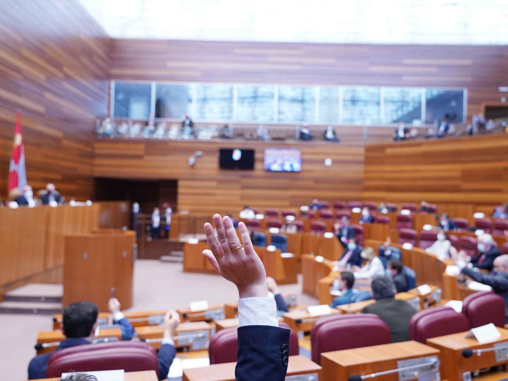 Imagen de archivo de una votación en el Pleno de las Cortes de Castilla y León.
