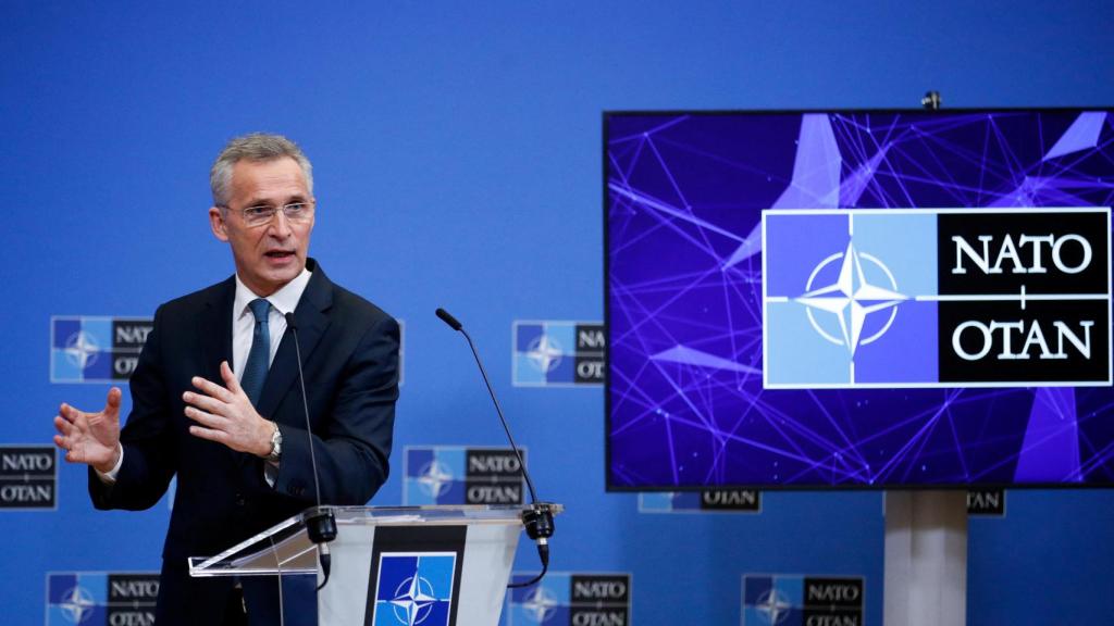 El secretario general de la OTAN, Jens Stoltenberg, durante la rueda de prensa de este jueves