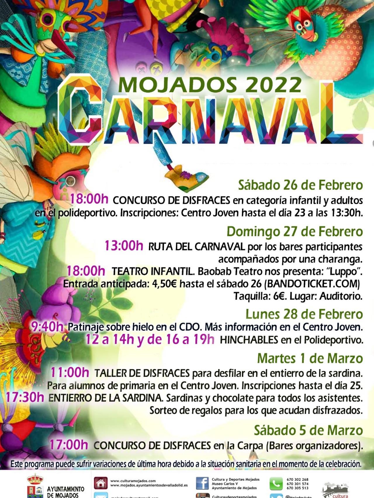 Valladolid Mojados Programa Carnaval 2022