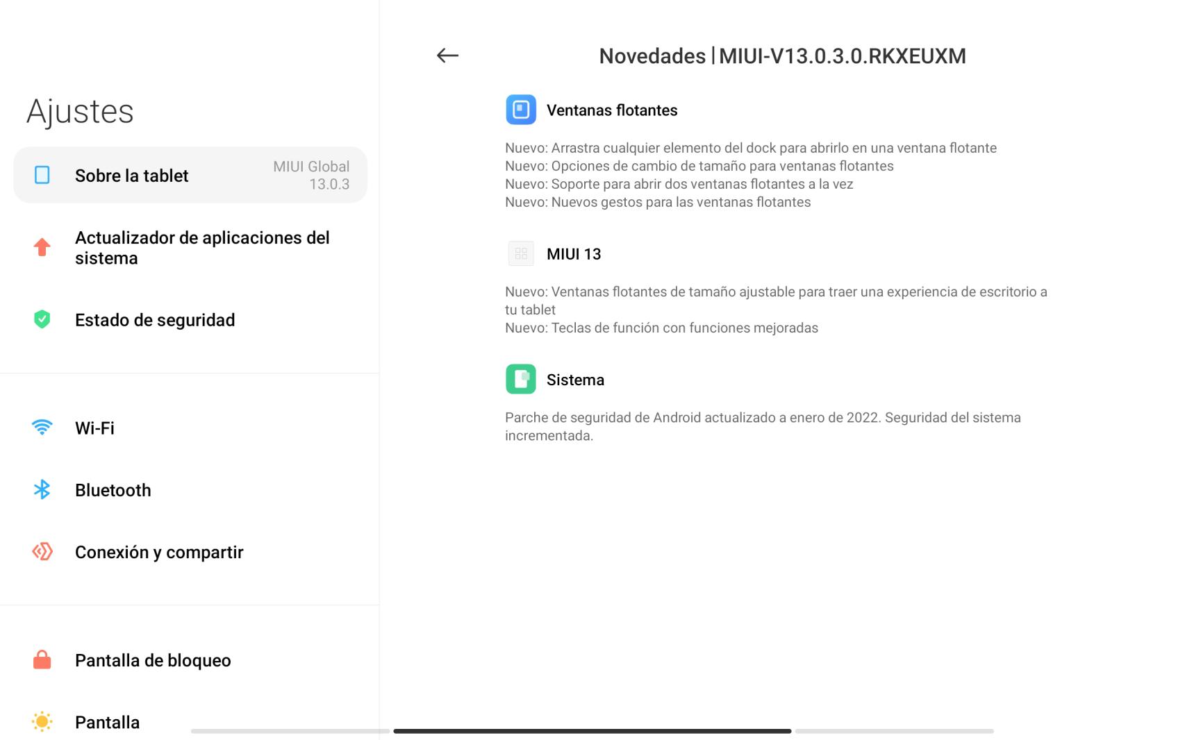 MIUI 13 en Xiaomi Pad 5