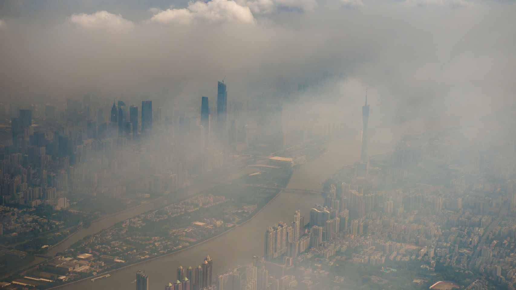 Vista aérea de la ciudad de Guangzhou, en China