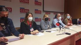 Representantes de CC.OO., CIG y UGT anuncian en rueda de prensa una huelga para el 18 de marzo de 2022 en las residencias privadas y centros de día.