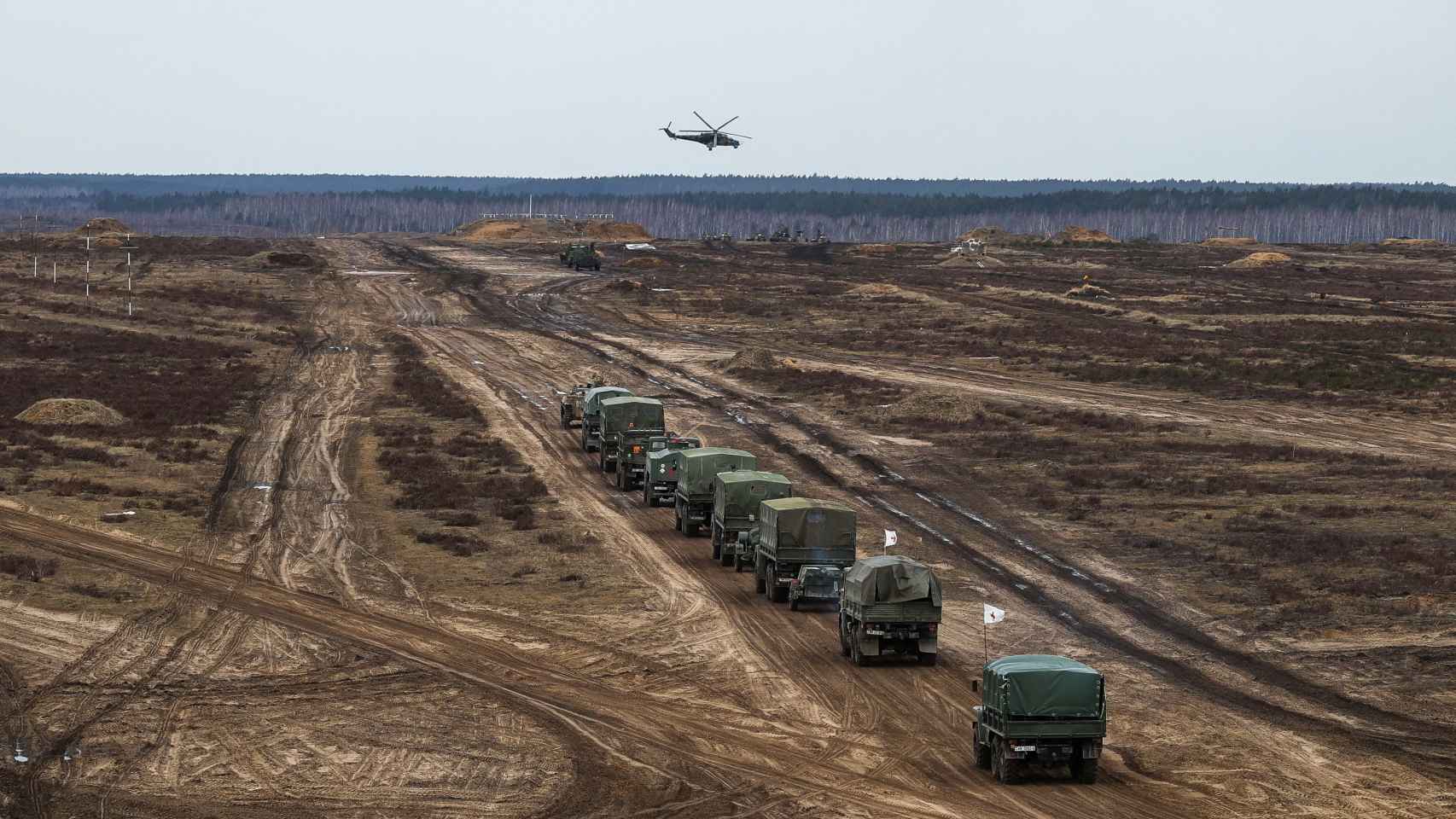 Camiones militares rusos en Bielorrusia esta pasada semana.