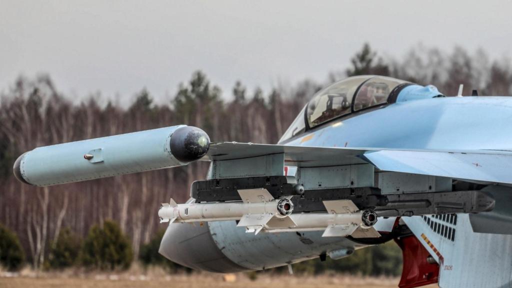 Un caza de combate ruso en la región de Brest, Bielorrusia.