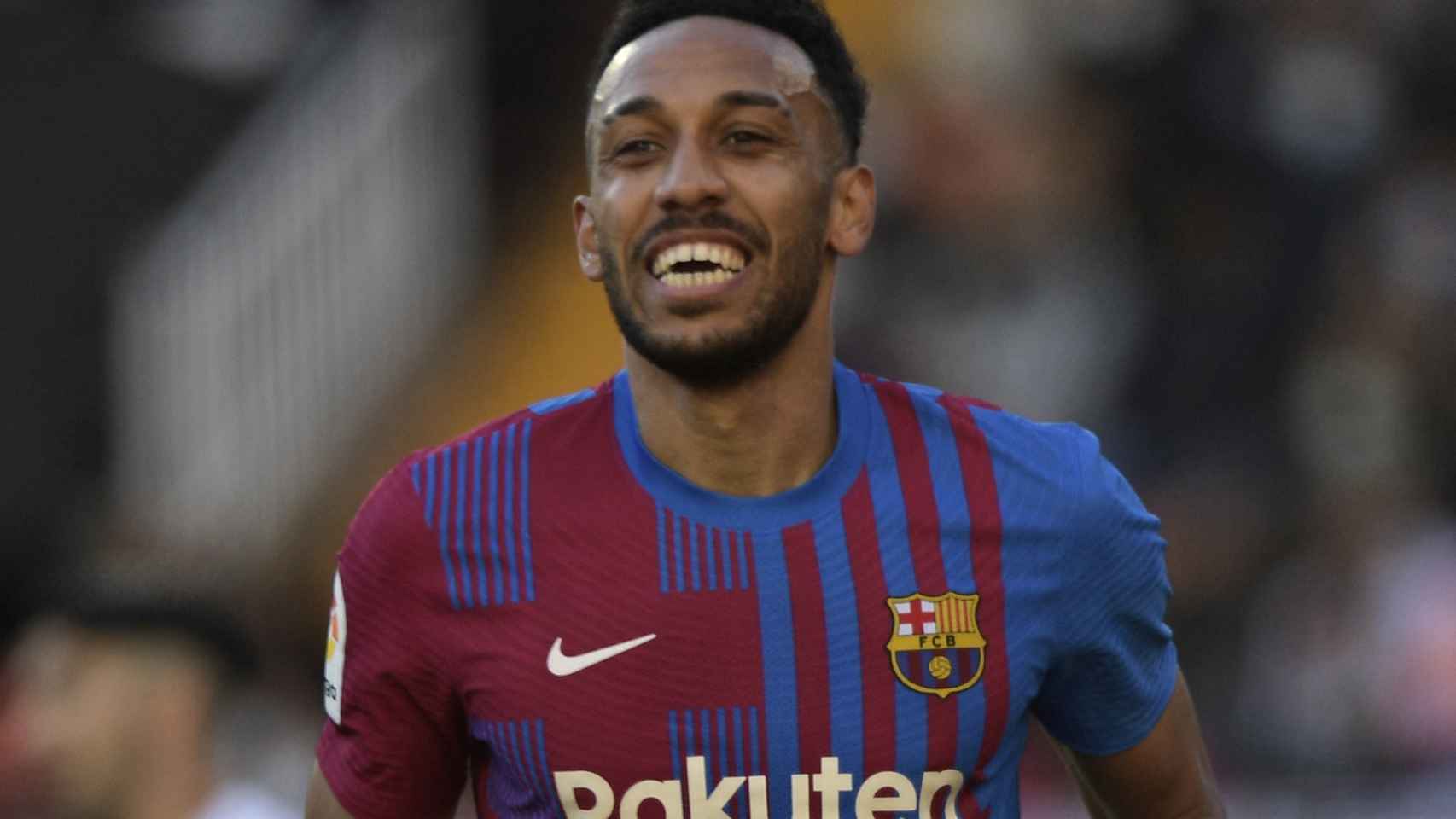 Pierre-Emerick Aubameyang, en un partido del Barcelona en la temporada 2021/2022