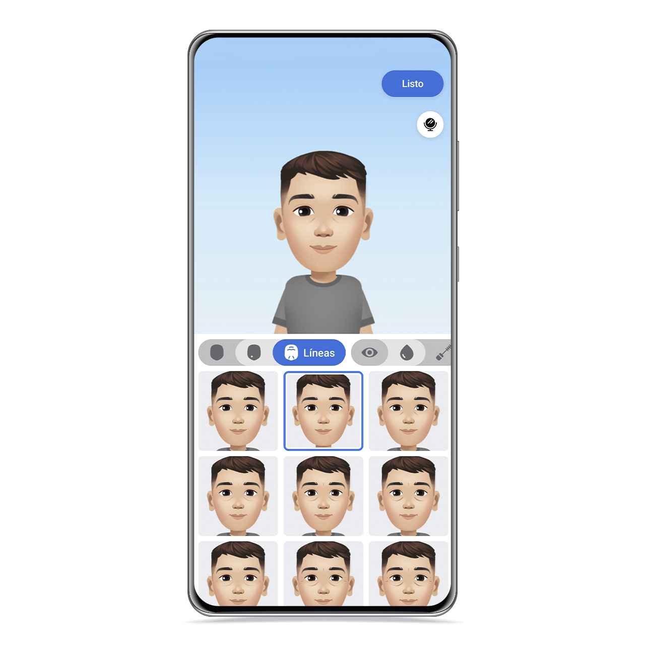 Líneas faciales del avatar 3D