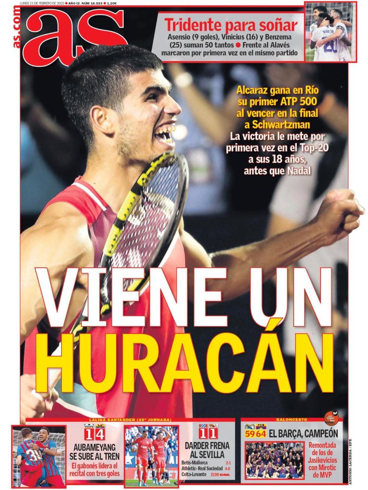 La portada del diario AS (21/02/2022)