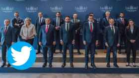 El líder de Vox, Santiago Abascal (en el centro) con líderes de la extrema derecha europea en la pasa Cumbre de Madrid.
