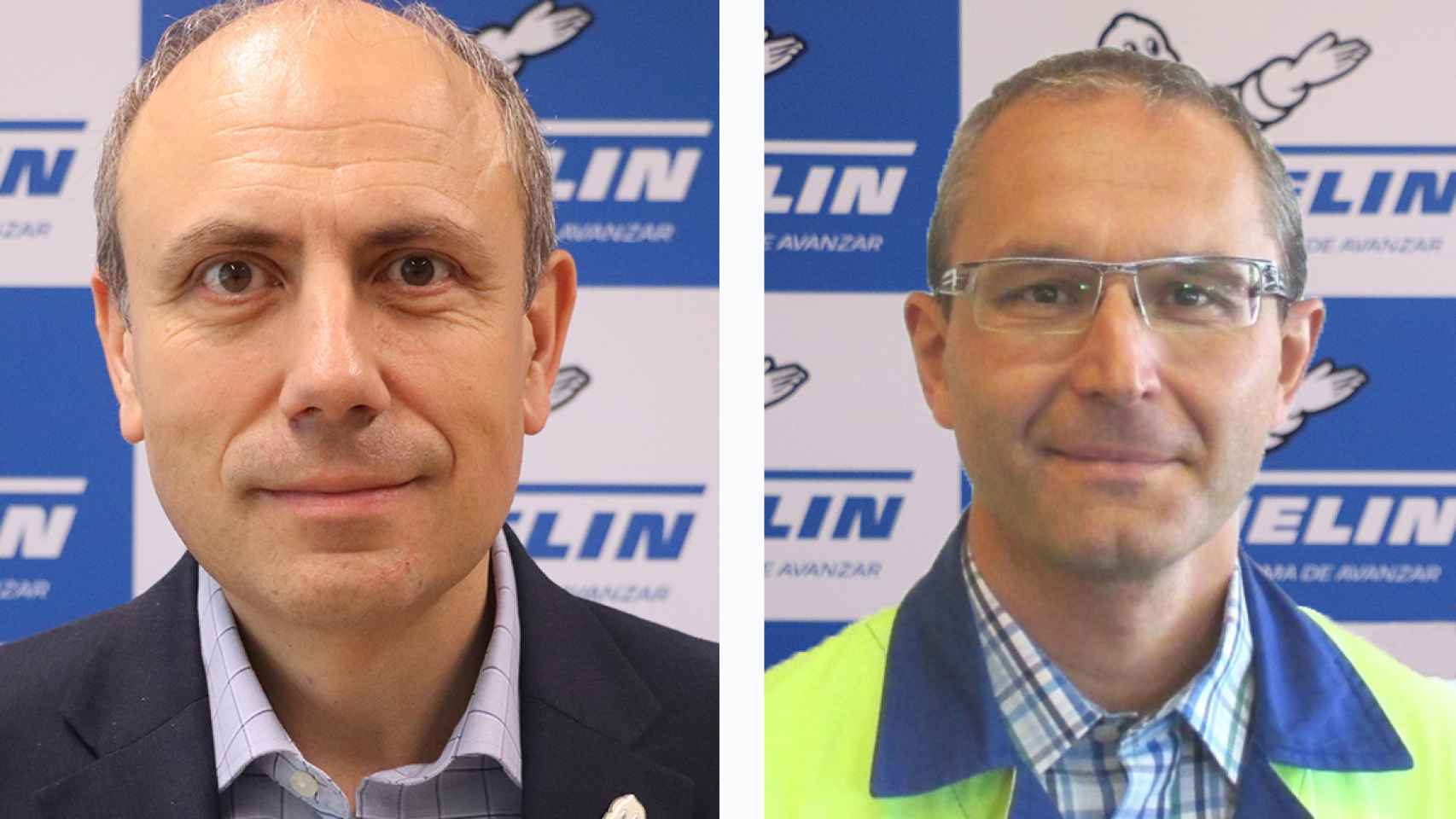 César Moñux, nuevo director de Michelin en Vitoria (I), y Carlos Abril, nuevo director de la de Aranda de Duero