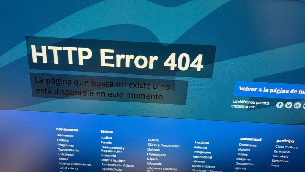 Página de la Junta directiva del PP, en la web oficial del partido, con un error de acceso 404.