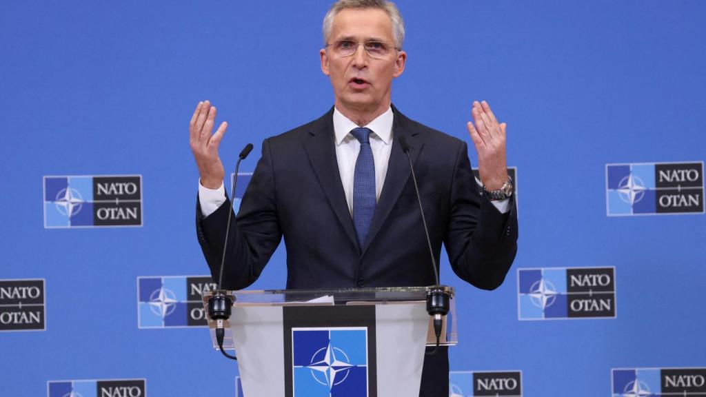 El secretario general de la OTAN, Jens Stoltenberg, durante la rueda de prensa que ha ofrecido en Bruselas.