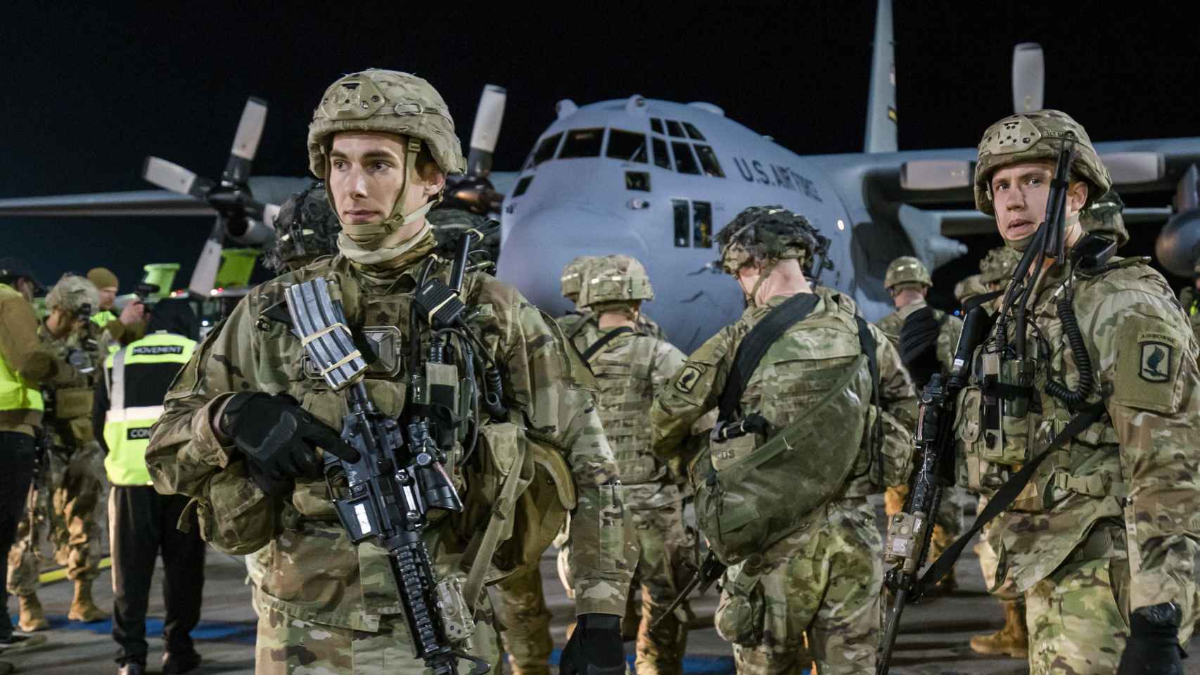 Soldados de Estados Unidos desplegados en Letonia tras el ataque a Ucrania.