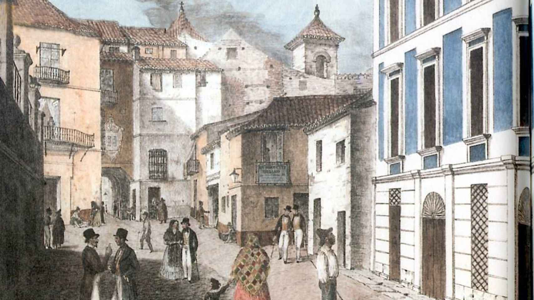Ilustración de Francisco Pérez del Teatro Principal publicada en 1840.