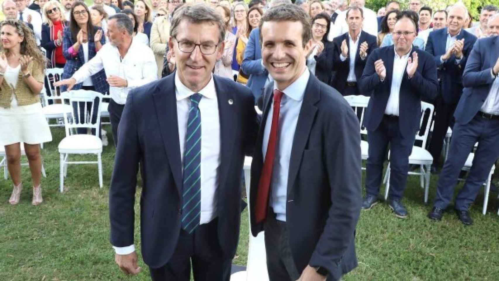 El presidenta de la Xunta con Pablo Casado, en Santiago de Compostela, en 2019.