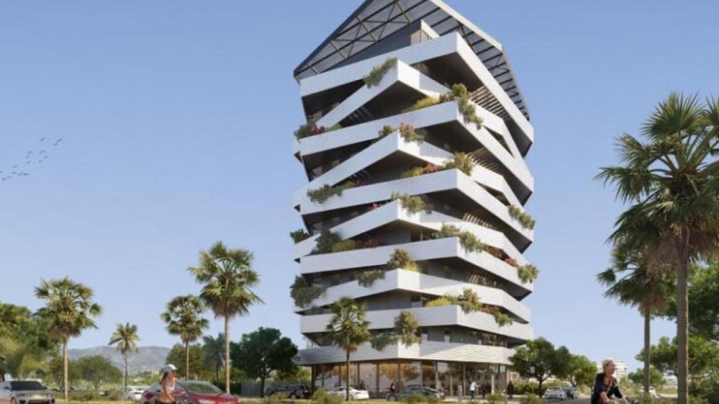 Diseño de un edificio proyectado por Nuovit en el litoral oeste de Málaga.