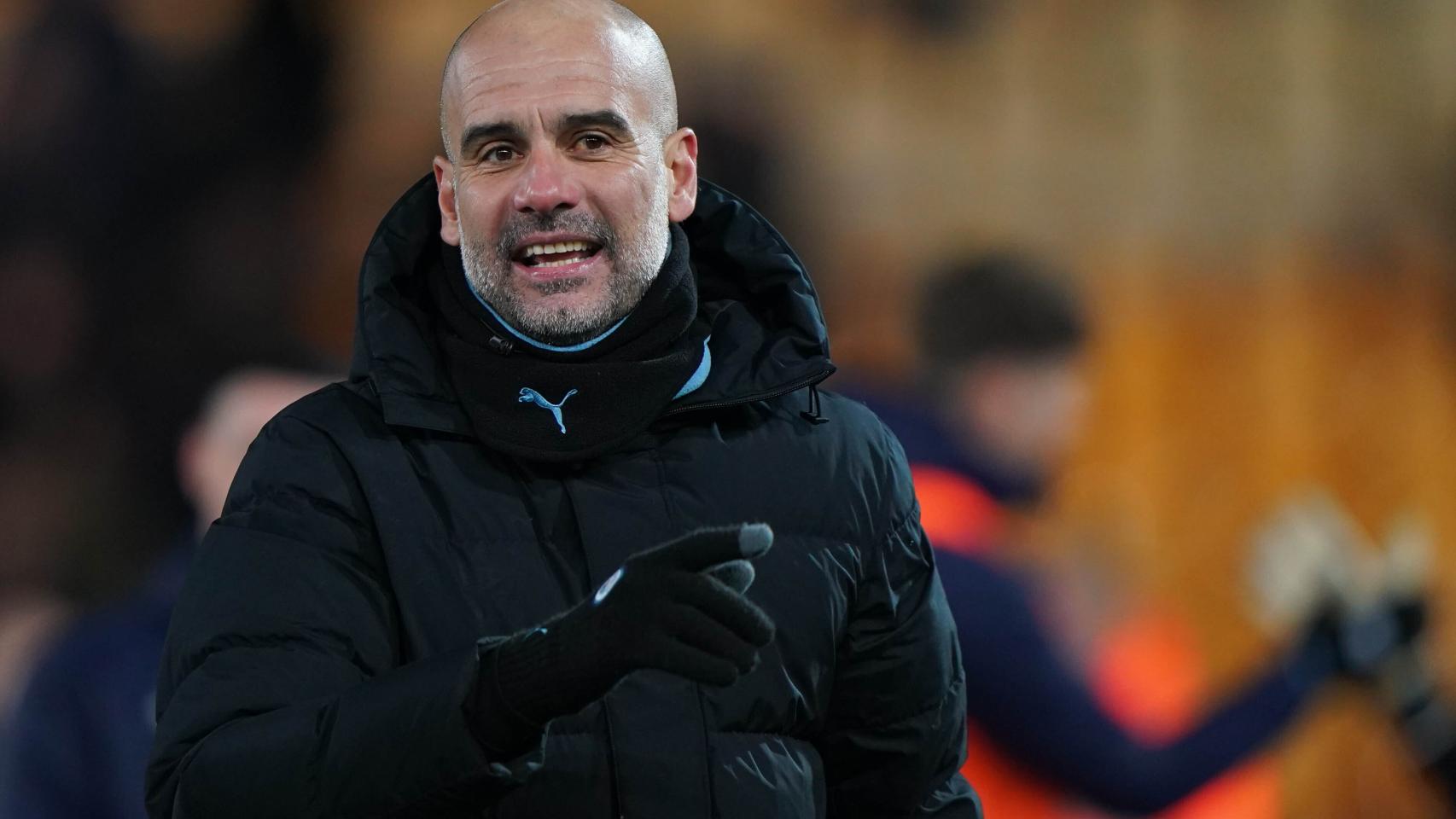 Pep Guardiola durante un partido del Manchester City