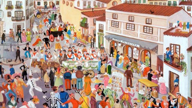 La plaza del Teatro tal y como la recordaba Manuel Blasco durante el Carnaval.