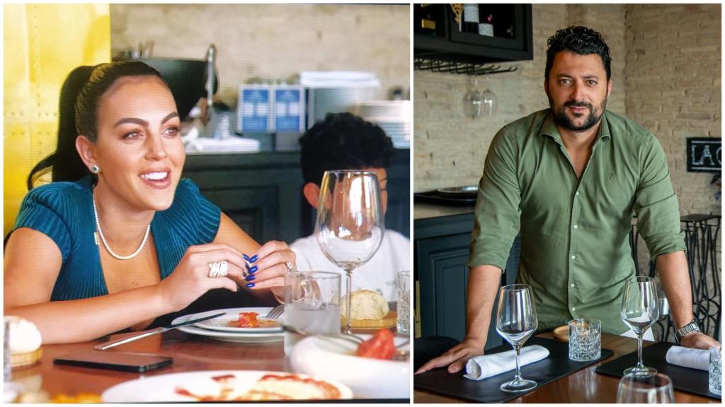 A la izquierda, Georgina Rodríguez y Cristiano Júnior durante la comida y, a la derecha, Germán Franco posa en La Casa de María.