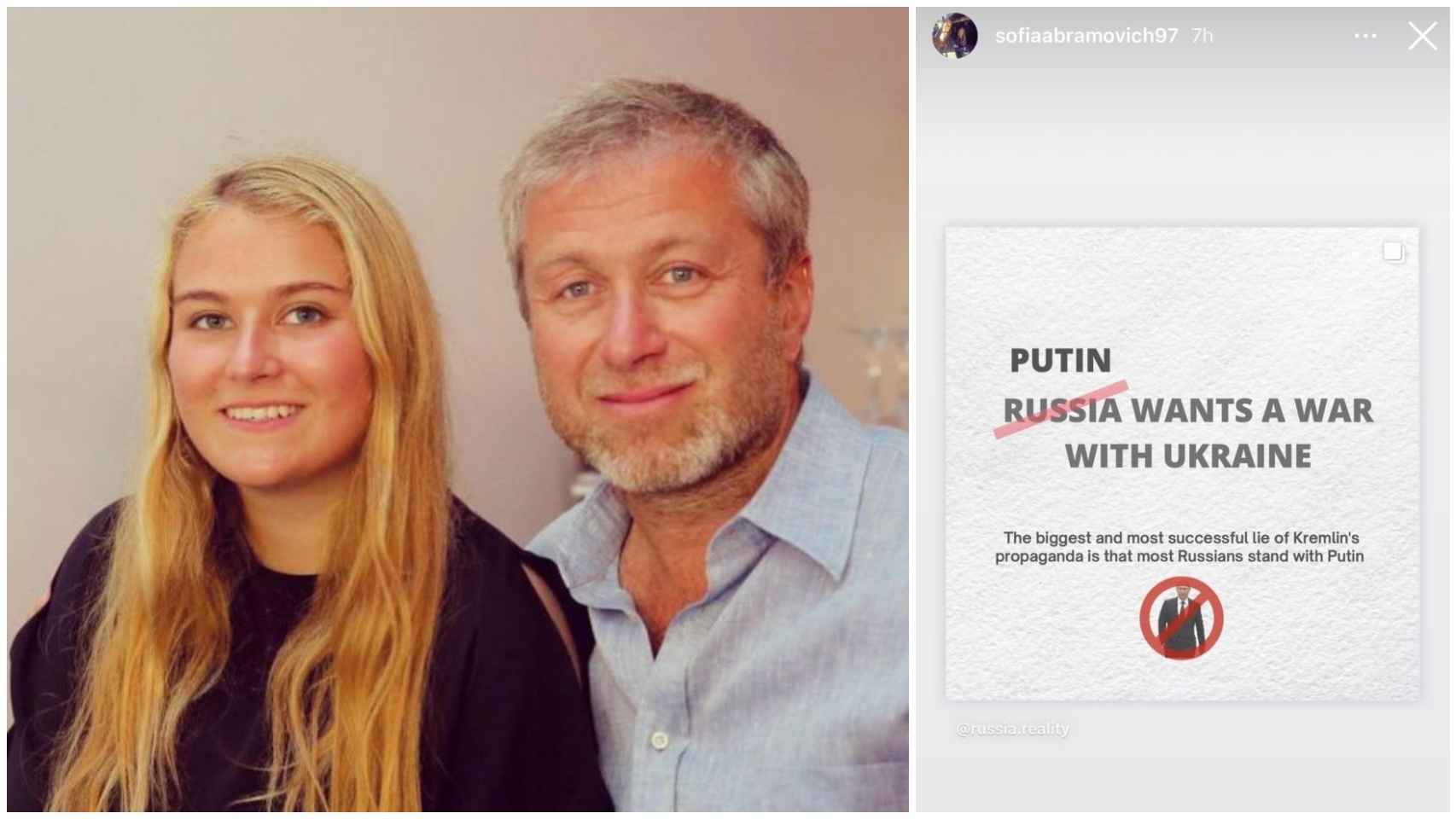 El mensaje de la hija de Roman Abramovich contra Vladimir Putin